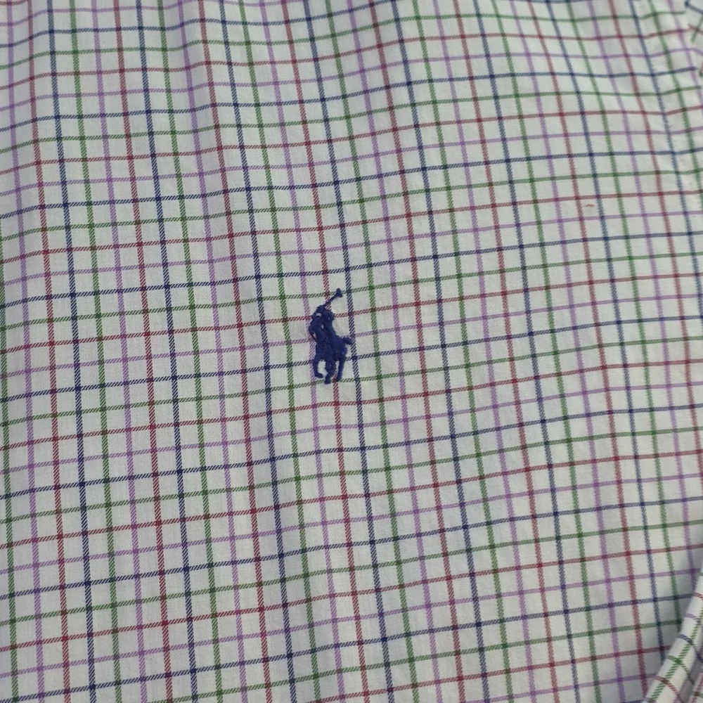 Polo Ralph Lauren Shirt 2XL White Multicolor‎ Check Long Sleeve Button Up Pony